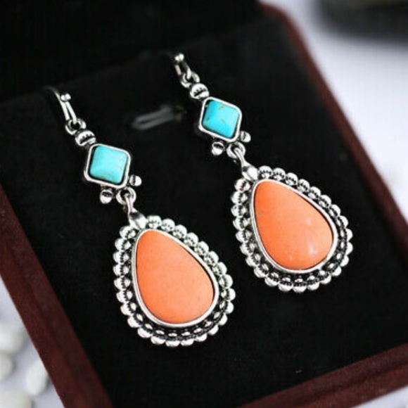 New Sterling silver Boho Turquoise Earrings - Picture 1 of 4